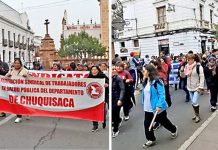Trabajadores en salud y de educación marchan contra el Gobierno